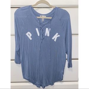 VS Pink Baby Blue 3/4 Sleeve Top